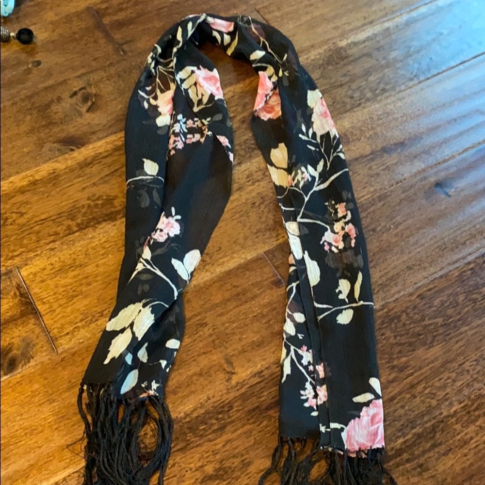 Black Floral Scarf